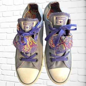 CONVERSE Chuck Taylor All Star Womens 9 Rainbow Double Tongue Sneakers •Gray GUC